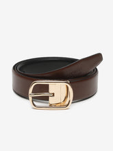 Load image into Gallery viewer, Men Brown & Black Textured Genuine Leather Reversible Belt