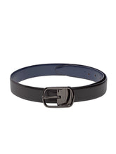 Load image into Gallery viewer, Teakwood Men Black & Blue Solid Genuine Leather Reversible Belt