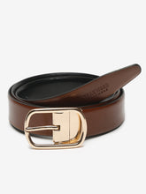 Load image into Gallery viewer, Men Brown & Black Textured Genuine Leather Reversible Belt