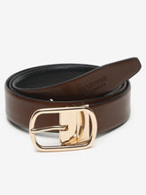 Load image into Gallery viewer, Men Brown & Black Textured Genuine Leather Reversible Belt