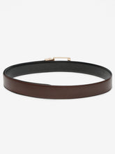 Load image into Gallery viewer, Men Brown & Black Textured Genuine Leather Reversible Belt