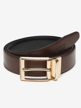 Load image into Gallery viewer, Men Brown & Black Textured Genuine Leather Reversible Belt