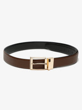 Load image into Gallery viewer, Men Brown & Black Textured Genuine Leather Reversible Belt