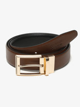 Load image into Gallery viewer, Men Brown & Black Textured Genuine Leather Reversible Belt