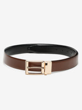 Load image into Gallery viewer, Men Brown & Black Textured Genuine Leather Reversible Belt