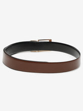 Load image into Gallery viewer, Men Brown & Black Textured Genuine Leather Reversible Belt