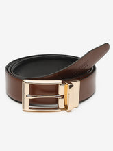 Load image into Gallery viewer, Men Brown & Black Textured Genuine Leather Reversible Belt