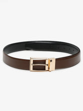 Load image into Gallery viewer, Men Brown & Black Textured Genuine Leather Reversible Belt