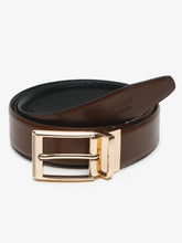 Load image into Gallery viewer, Men Brown & Black Textured Genuine Leather Reversible Belt
