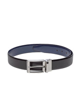 Load image into Gallery viewer, Teakwood Men Genuine Leather Black & Blue Solid Reversible Belt