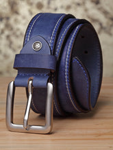 Load image into Gallery viewer, Teakwood Men Genuine Leather Blue Solid Casual Belt