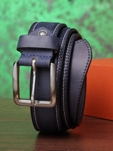 Load image into Gallery viewer, Teakwood Men Genuine Leather Dark Blue Solid Casual Belt