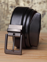 Load image into Gallery viewer, Teakwood Men Genuine Leather Black & Brown Solid Reversible Belt