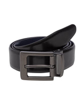 Load image into Gallery viewer, Teakwood Men Genuine Leather Black & Blue Solid Reversible Belt