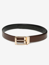 Load image into Gallery viewer, Men Brown & Black Textured Genuine Leather Reversible Belt
