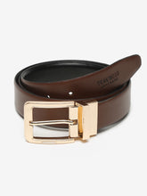 Load image into Gallery viewer, Men Brown & Black Textured Genuine Leather Reversible Belt
