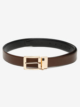 Load image into Gallery viewer, Men Brown & Black Textured Genuine Leather Reversible Belt