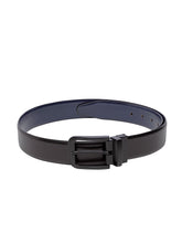 Load image into Gallery viewer, Teakwood Men Genuine Leather Black & Blue Solid Reversible Belt