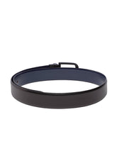 Load image into Gallery viewer, Teakwood Men Genuine Leather Black & Blue Solid Reversible Belt