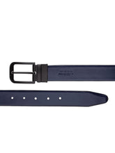 Load image into Gallery viewer, Teakwood Men Genuine Leather Black & Blue Solid Reversible Belt