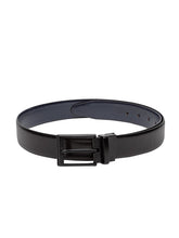 Load image into Gallery viewer, Teakwood Men Genuine Leather Black & Blue Solid Reversible Belt