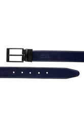 Load image into Gallery viewer, Teakwood Men Genuine Leather Black & Blue Solid Reversible Belt