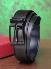 Load image into Gallery viewer, Teakwood Men Genuine Leather Black & Blue Solid Reversible Belt