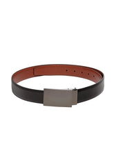 Load image into Gallery viewer, Teakwood Men Genuine Leather Black & Brown Solid Reversible Belt
