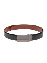 Load image into Gallery viewer, Teakwood Men Genuine Leather Black & Tan Solid Reversible Belt