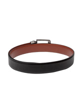 Load image into Gallery viewer, Teakwood Men Genuine Leather Black & Brown Solid Reversible Belt
