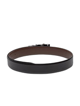 Load image into Gallery viewer, Teakwood Men Genuine Leather Black & Brown Solid Reversible Belt