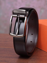 Load image into Gallery viewer, Teakwood Men Genuine Leather Black & Brown Solid Reversible Belt