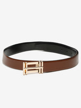 Load image into Gallery viewer, Men Brown & Black Textured Genuine Leather Reversible Belt