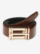 Load image into Gallery viewer, Men Brown & Black Textured Genuine Leather Reversible Belt