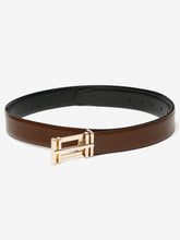 Load image into Gallery viewer, Men Brown & Black Textured Genuine Leather Reversible Belt