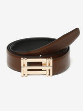Load image into Gallery viewer, Men Brown & Black Textured Genuine Leather Reversible Belt