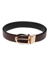 Load image into Gallery viewer, Men Black & Brown Solid Reversible Leather Belt