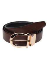 Load image into Gallery viewer, Men Black & Brown Solid Reversible Leather Belt