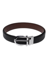 Load image into Gallery viewer, Men Black & Brown Solid Reversible Leather Belt