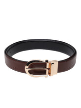 Load image into Gallery viewer, Men Black & Brown Solid Reversible Leather Belt