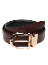 Load image into Gallery viewer, Men Black & Brown Solid Reversible Leather Belt