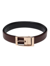 Load image into Gallery viewer, Men Black & Brown Solid Reversible Leather BeltMen Black & Brown Solid Reversible Leather Belt