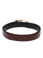 Load image into Gallery viewer, Men Black & Brown Solid Reversible Leather Belt