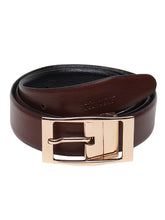 Load image into Gallery viewer, Men Black & Brown Solid Reversible Leather BeltMen Black & Brown Solid Reversible Leather Belt