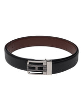 Load image into Gallery viewer, Men Black & Brown Solid Reversible Leather Belt