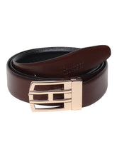 Load image into Gallery viewer, Men Black & Brown Solid Reversible Leather Belt