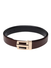 Load image into Gallery viewer, Men Black & Brown Solid Reversible Leather Belt