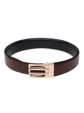 Load image into Gallery viewer, Men Black & Brown Solid Reversible Leather Belt