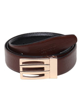 Load image into Gallery viewer, Men Black & Brown Solid Reversible Leather Belt