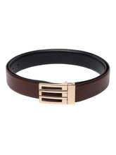 Load image into Gallery viewer, Men Black & Brown Solid Reversible Leather Belt